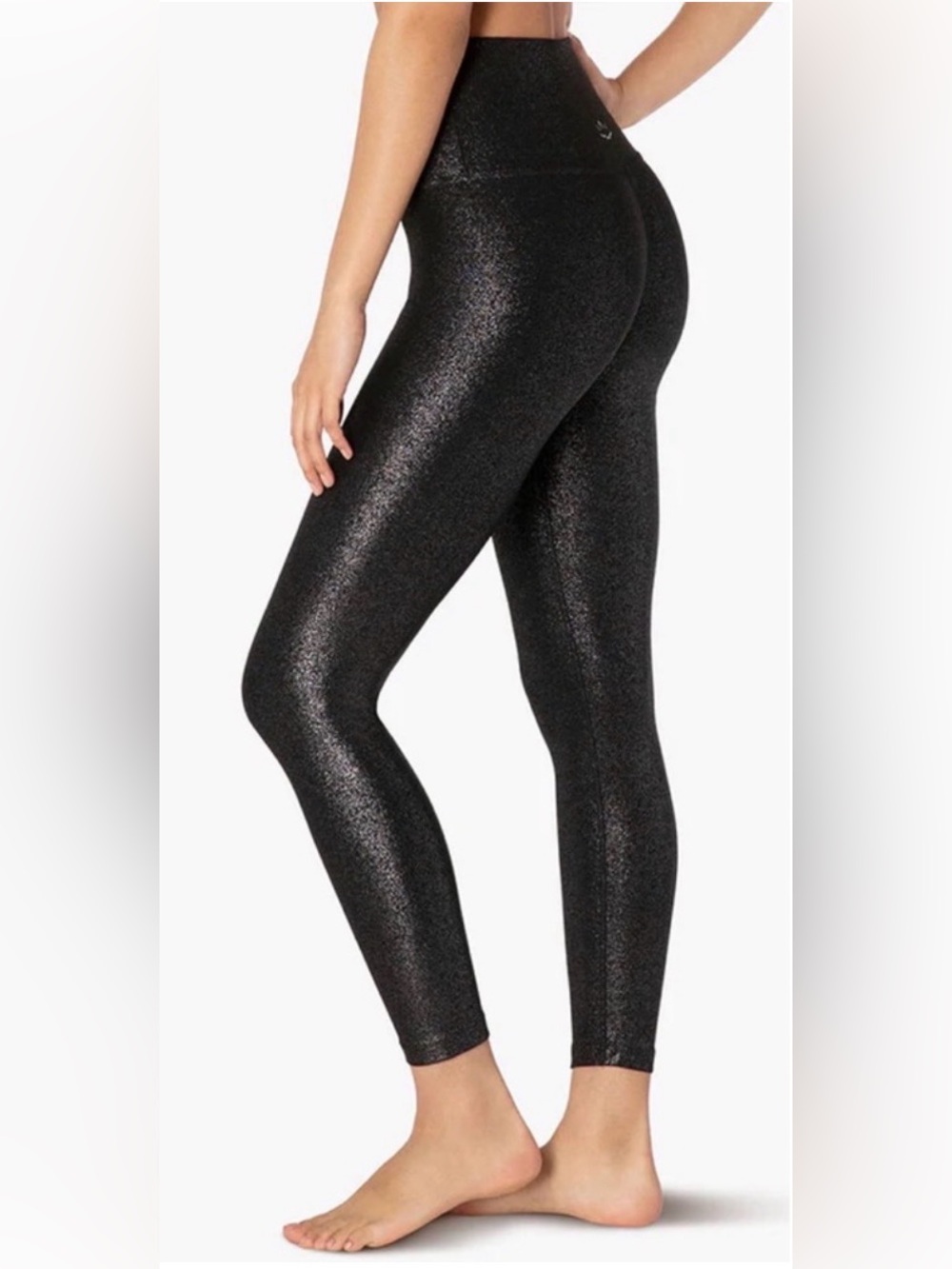 Beyond Yoga Softshine Glitter High Rise Crossover Waist Leggings in Black